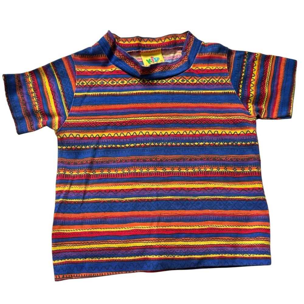 Vintage Kid Connection Toddler Shirt Size 4 Colorful Tribal Stripe 90s USA